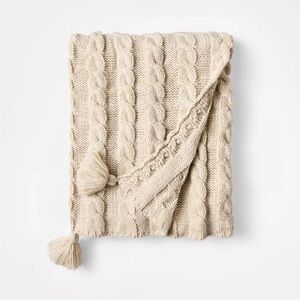 Studio McGee Knit Tassel Braided Throw Ivory